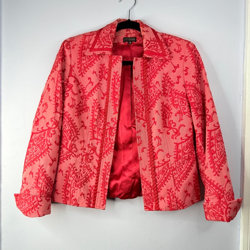 Like New! Juliana Collezione embroidered pink red jacket size 2